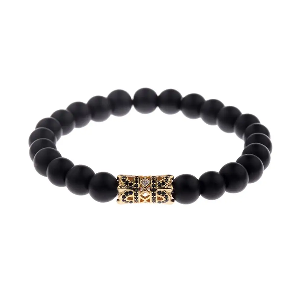 CARTER LISA 8 мм роскошный мужской браслет Pave CZ Колонка эластичные браслеты с