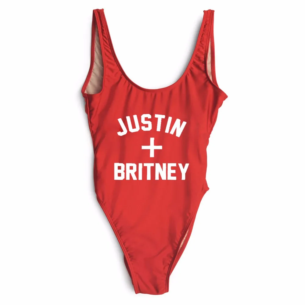 

JUSTIN + BRITNEY suits bathing suit bodysuits letter print one-piece beachwear summer swimwear women sexy Jumpsuits Rompers