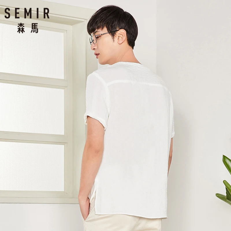 SEMIR рубашка с коротким рукавом мужская 2018 летняя новая белая Корейская версия