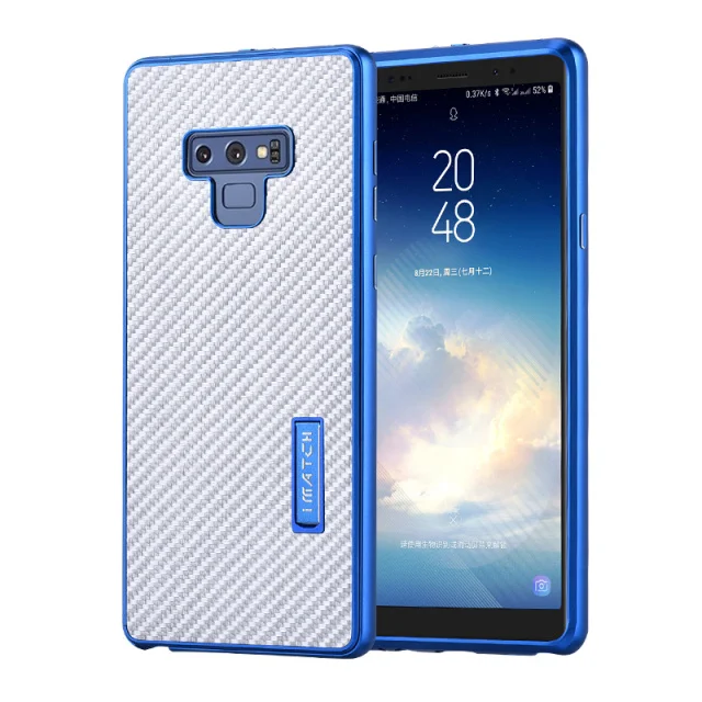 Blue Bumper Silver Роскошный Алюминиевый Металл+ чехол для телефона из углеродного волокна для samsung Galaxy Note 9, жесткая защитная задняя крышка для samsung Note9 чехол - Цвет: Blue Bumper Silver