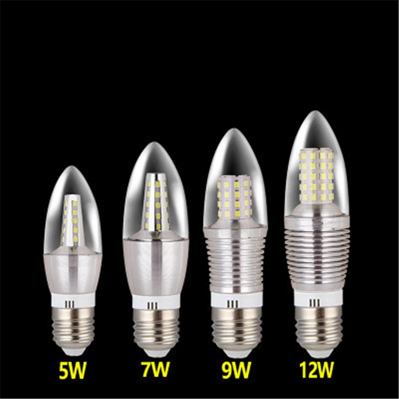 10X LED свеча свет E14/E27 220 в 7 Вт 9 12 Золотой Серебряный алюминиевый E12 лампа для