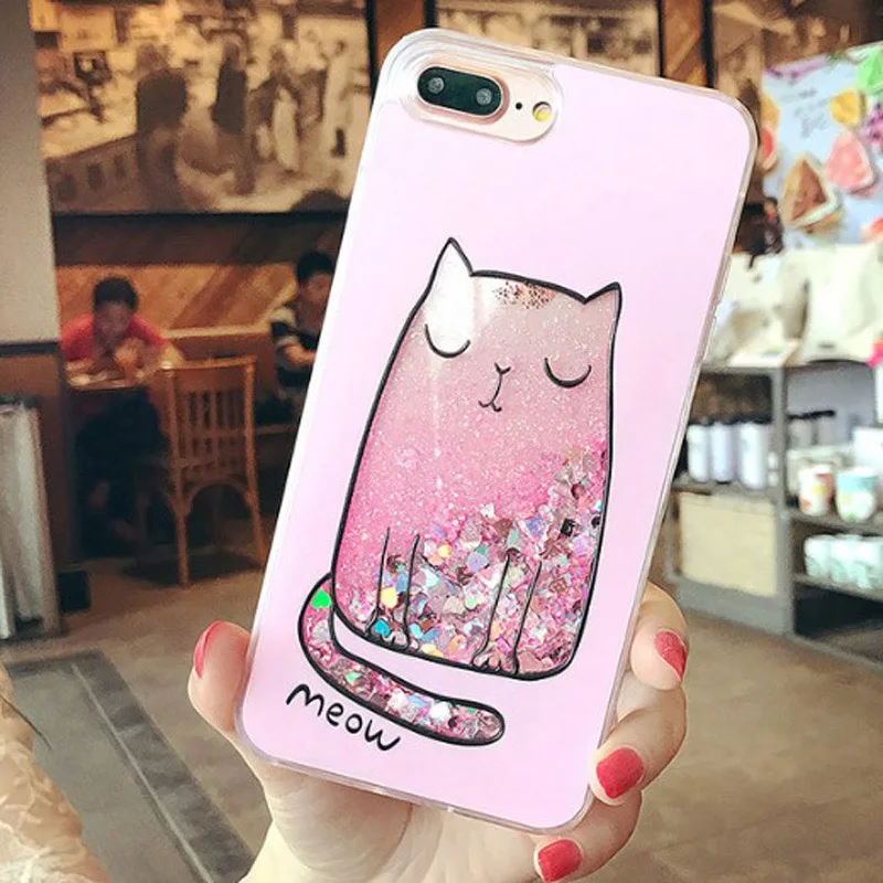 Lovebay зыбучие пески чехол для iPhone X 7 8 Фламинго телефон чехол s для iPhone 6 6s Plus XR XS Max Bling Dynamic Love Hearts задняя крышка - Цвет: 0353