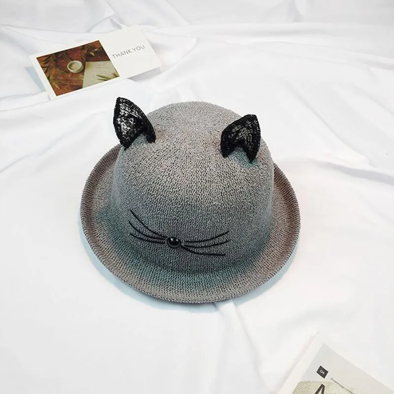Ozyc Защита от Солнца шляпа Для женщин CAT Кружево уха летние соломенные Шапки для Для женщин пляжные Головные уборы 8 цветов chapeau Femme подарок Панама новинка года - Цвет: 3