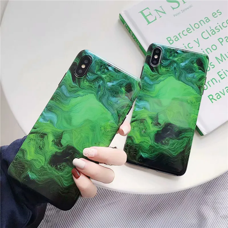 DISCASE модный Psychedelic Зеленый Мраморный чехол для телефона iphone XS MAX XR X 8 7 6 6s plus