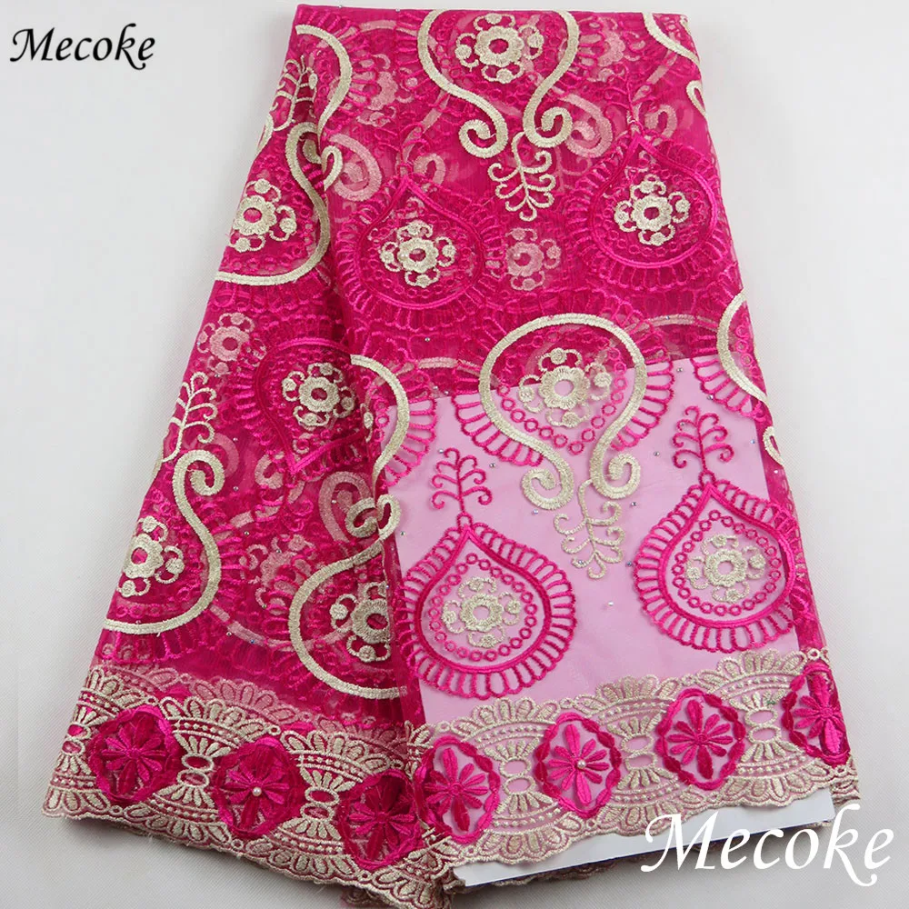Selling african lace fabric Double color swiss voile heavy big design wholesale and retail 5 Yards Cotton France mesh Lace | Дом и сад