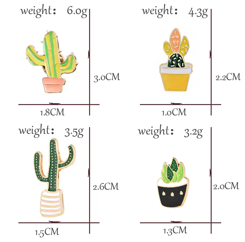 Potted Plant Cactus Enamel Pins Metal Lovely Badges Brooch Vintage Brooches For Women Jewelry Clothing Collar Lapel Accessories