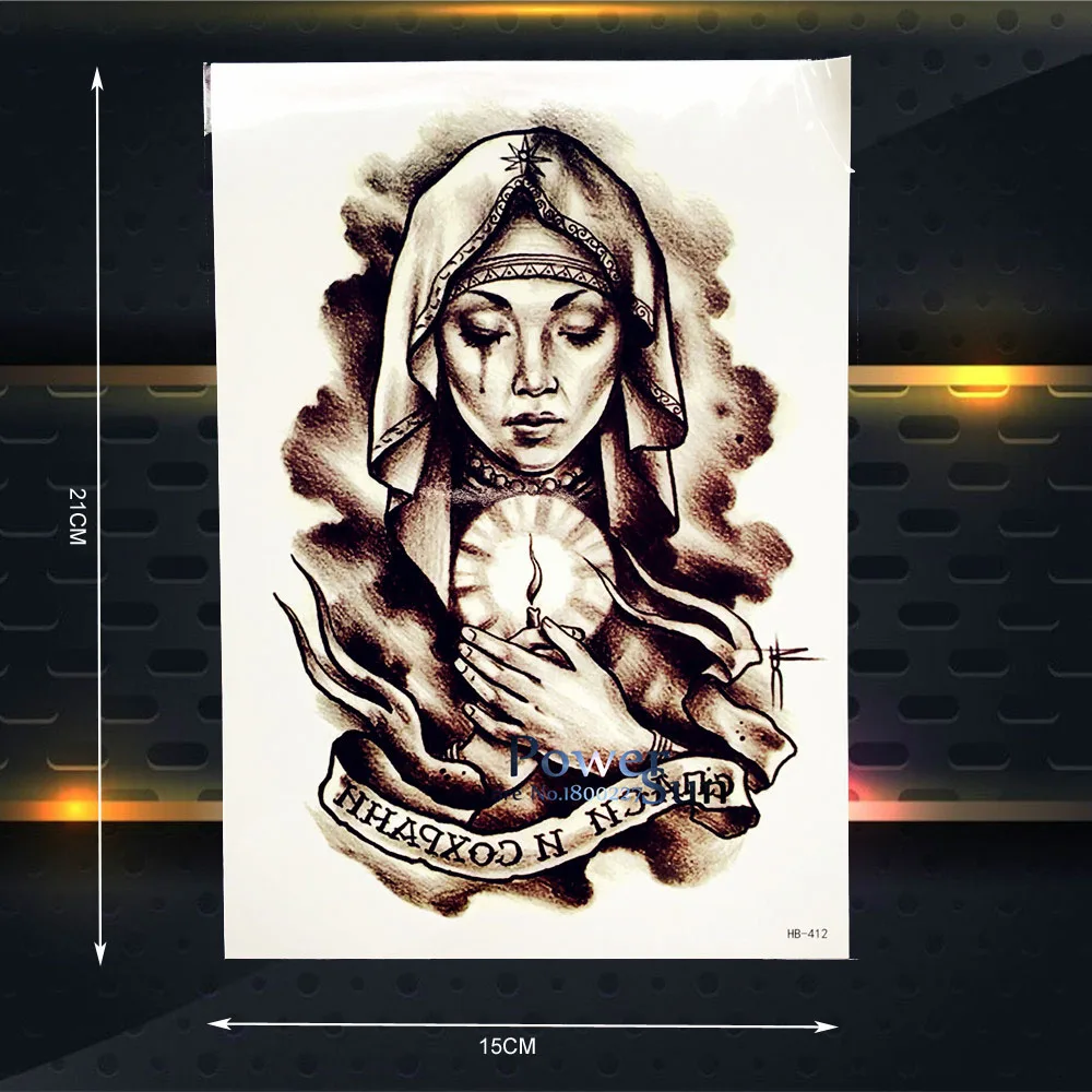 Временные тату наклейки 3D в виде монахини богини леди Мадонны водостойкая