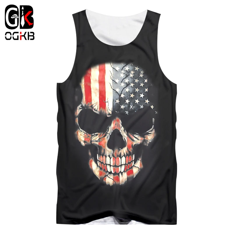 OGKB 2018 Новое поступление Женская/Мужская 3d майка с американским флагом Топ жилет