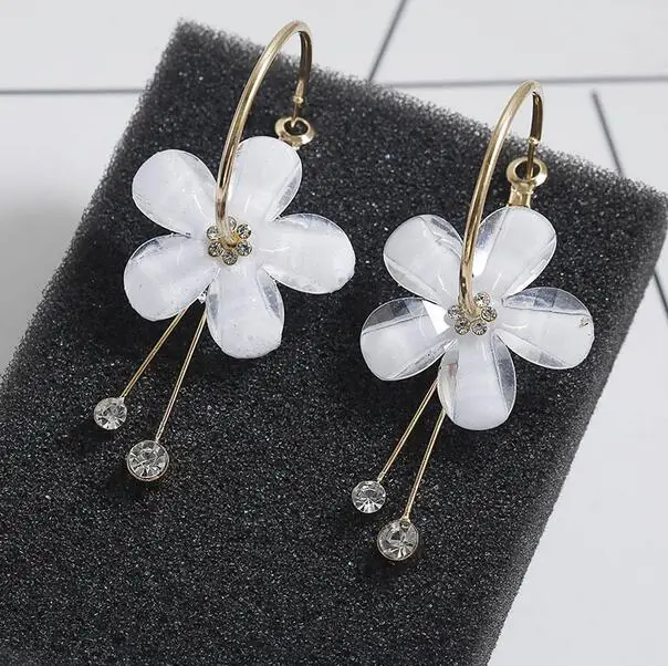 Новые корейские 6 лепестков акриловые серьги с подвесками из циркона Brincos