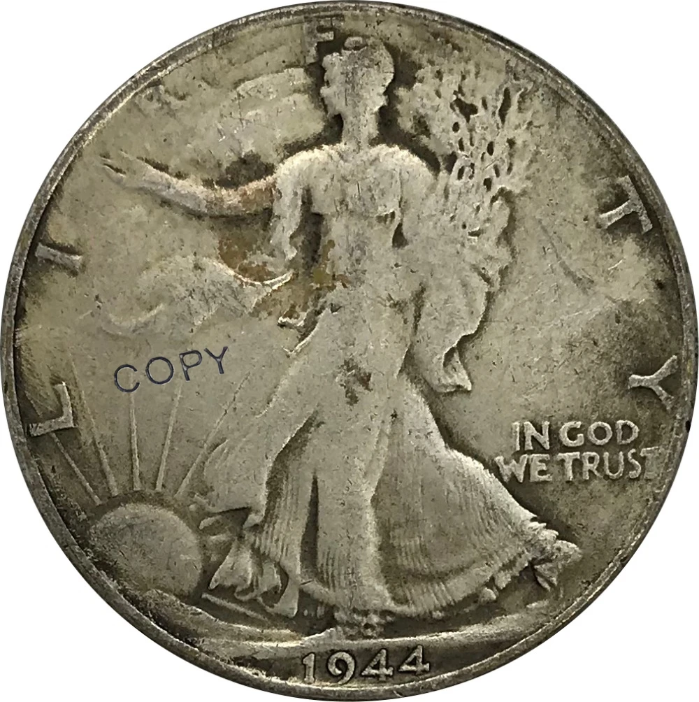 

1944 United States Walking Liberty Half Dollar Cupronickel Plated Silver Collectibles Copy Coins