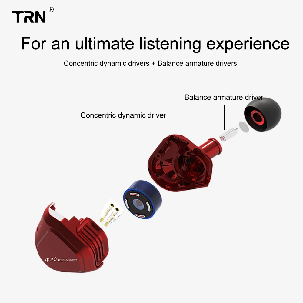 AK TRN V20 DD+ BA гибридные наушники в ухо HIFI DJ монитор для бега спортивные наушники ушные затычки 2PIN кабель TRN V80/V30/BT20/X6