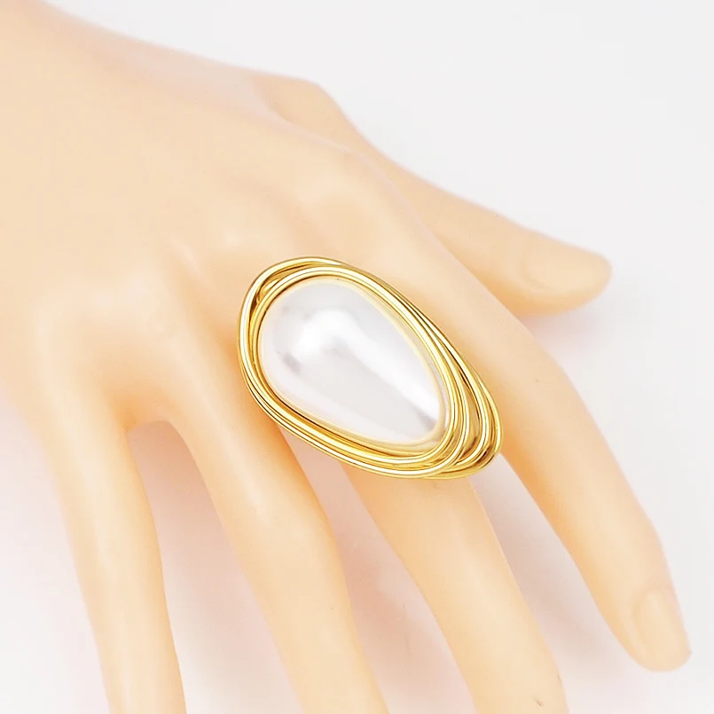 Женские Спиральные кольца ручной работы с искусственным жемчугом вечерние