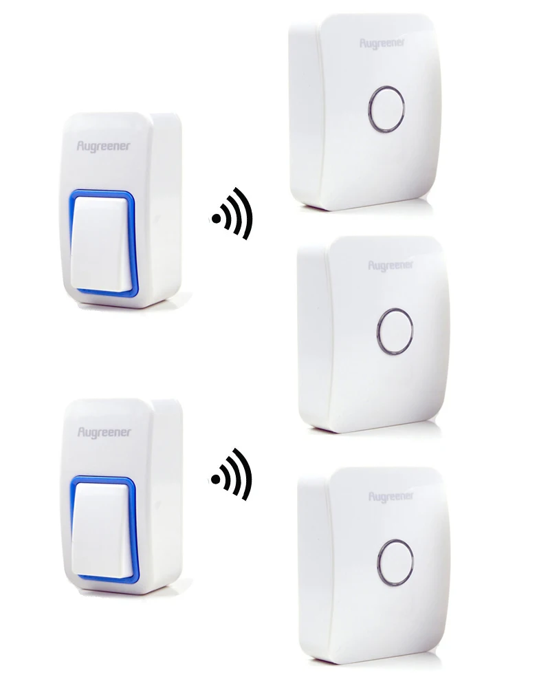 

25 Tunes Wireless Remote Control Doorbell Door Bell Chime,Two Buttons and Three Receivers No need battery,Water proof, AC220V