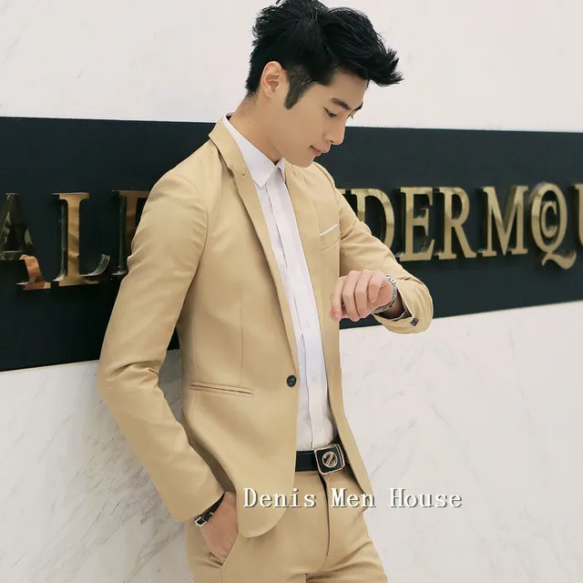 2019 New Arrival Summer Groom Tuxedos Men's Wedding Prom Beach Suits Beige Best Man Groomsman Suit 2 Pieces (Blazer+Pants) | Мужская