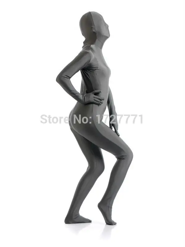 (AL936) серый блестящий всего тела спандекс колготки унисекс Оригинальные костюмы