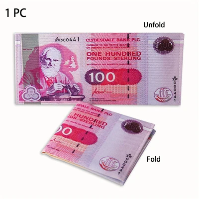 Pound 100 Креативный Шикарный кошелек с зажимом для денег, мужской кошелек для денег и карт, с узором в виде купюр, доллара, евро, фунта, холщовые Зажимы для денег, унисекс кошелек - Цвет: Pound 100