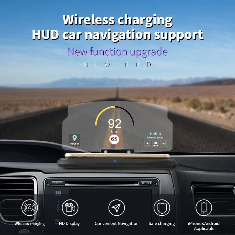 

Qi Wireless Charging HUD Car Navigation Support Mount Charger Car GPS HUD Map Guide Wireless Charger Pad Car Phone Holder Stand