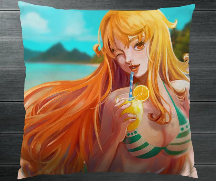 Аниме One Piece Nami сексуальное бикини двухстороннее 40x40 см наволочка чехол для