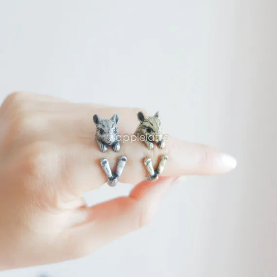 Min 1PC кольцо с изображением хомяка мышь выгоревшая ювелирные кольца удобное в