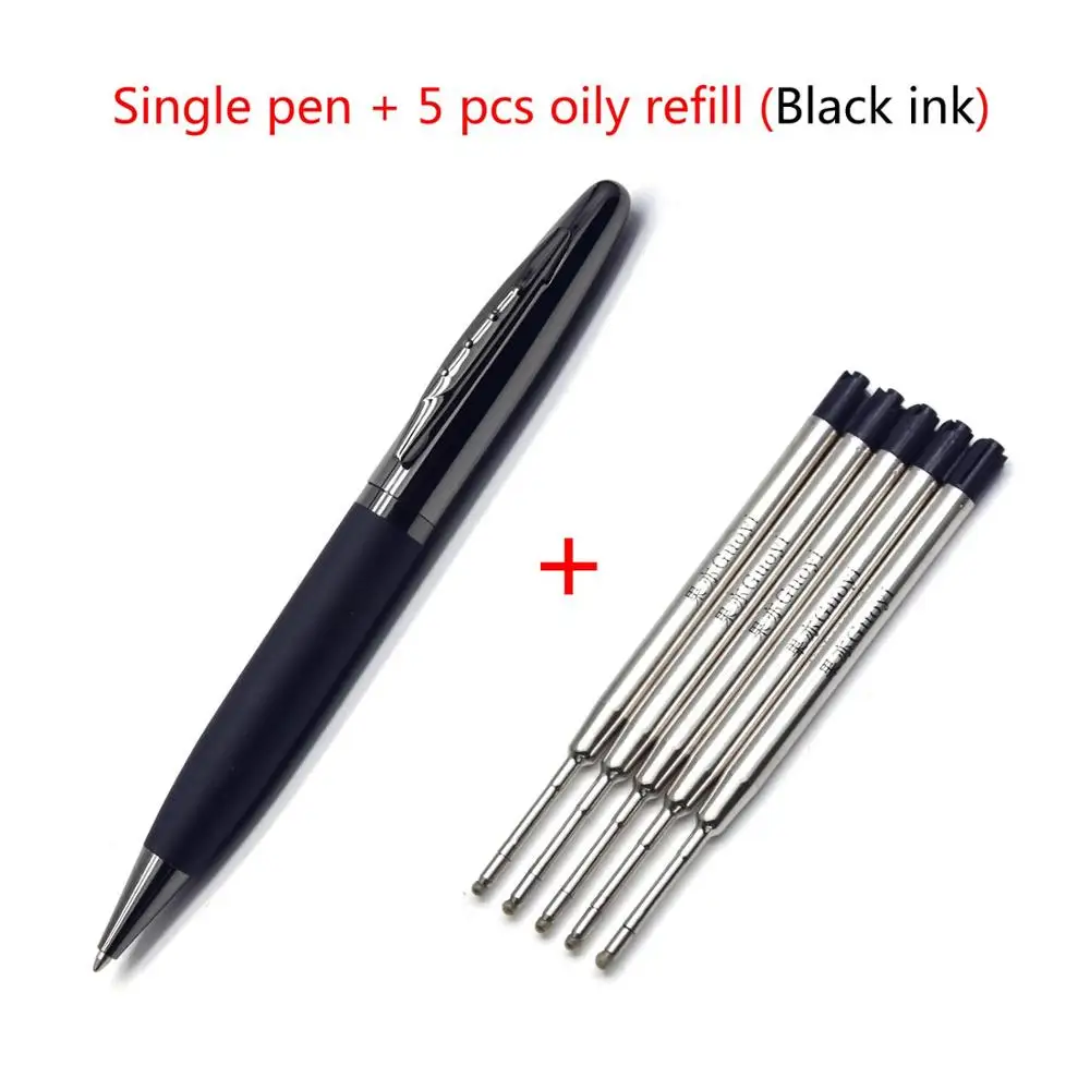 Pen-5 Black refills Guoyi C015 креативный кожаный металлический корпус Шариковая ручка офисная для школы канцелярский подарок; ручка для гостиницы и бизнеса - Цвет: Pen-5 Black refills
