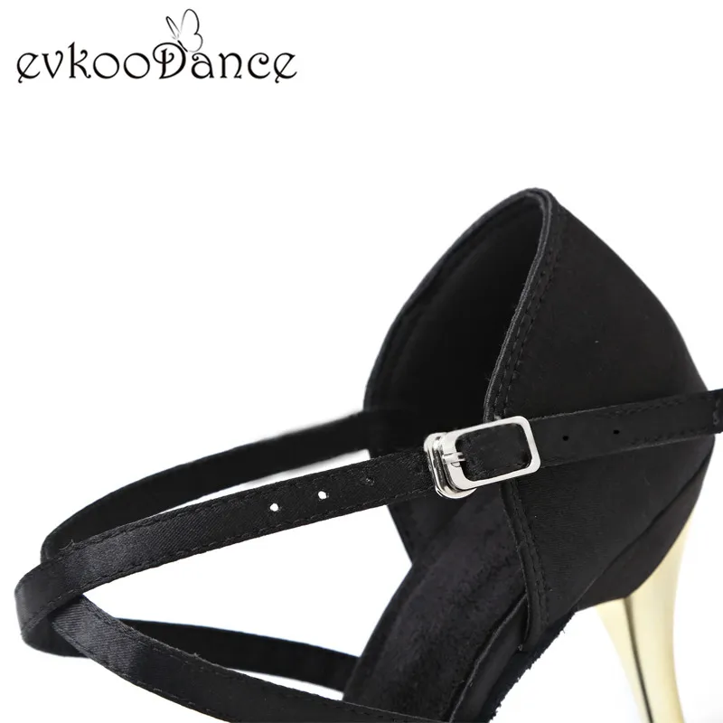 Zapatos De Baile/черные Сатиновые туфли для сальсы на каблуке 8 5 см размеры США 4 12