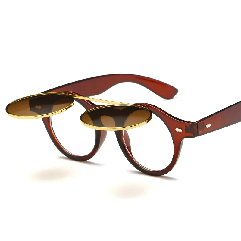 

LONSY Vintage Round punk Sunglasses Men Round Sun Glasses Brand Designer Women Steampunk Sunglass Oculos Masculino Gafas