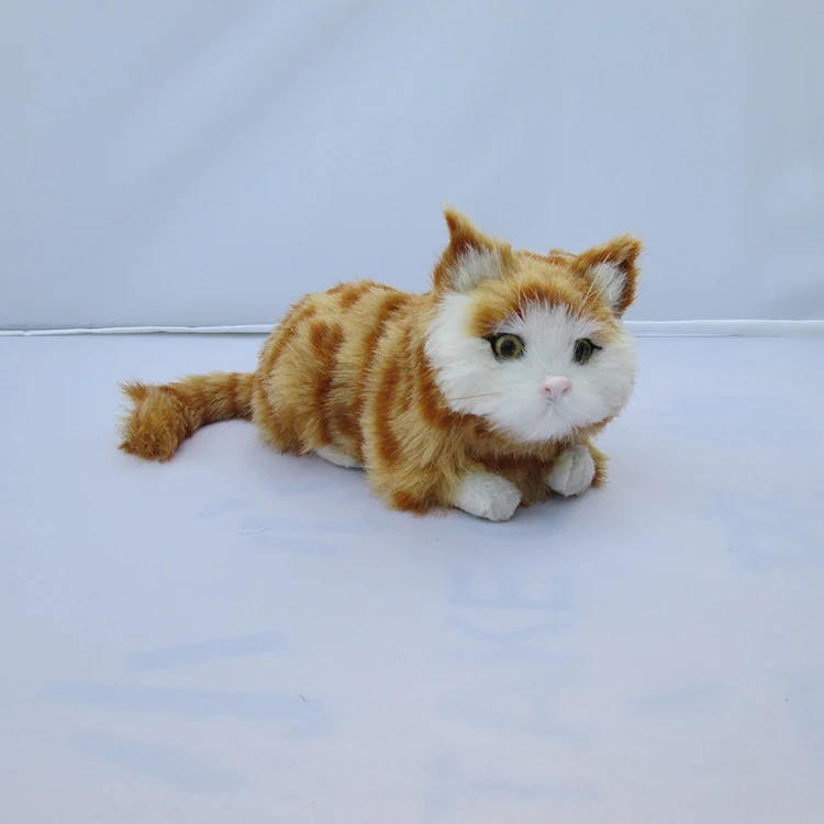 Милая Лежащая игрушка-кошка из полиэтилена и пуха кукла с желтым котом подарок