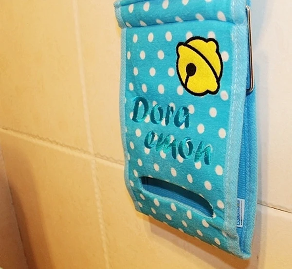 Чехол для унитаза Doraemon из мультфильма мягкого плюша с синим узором в горошек