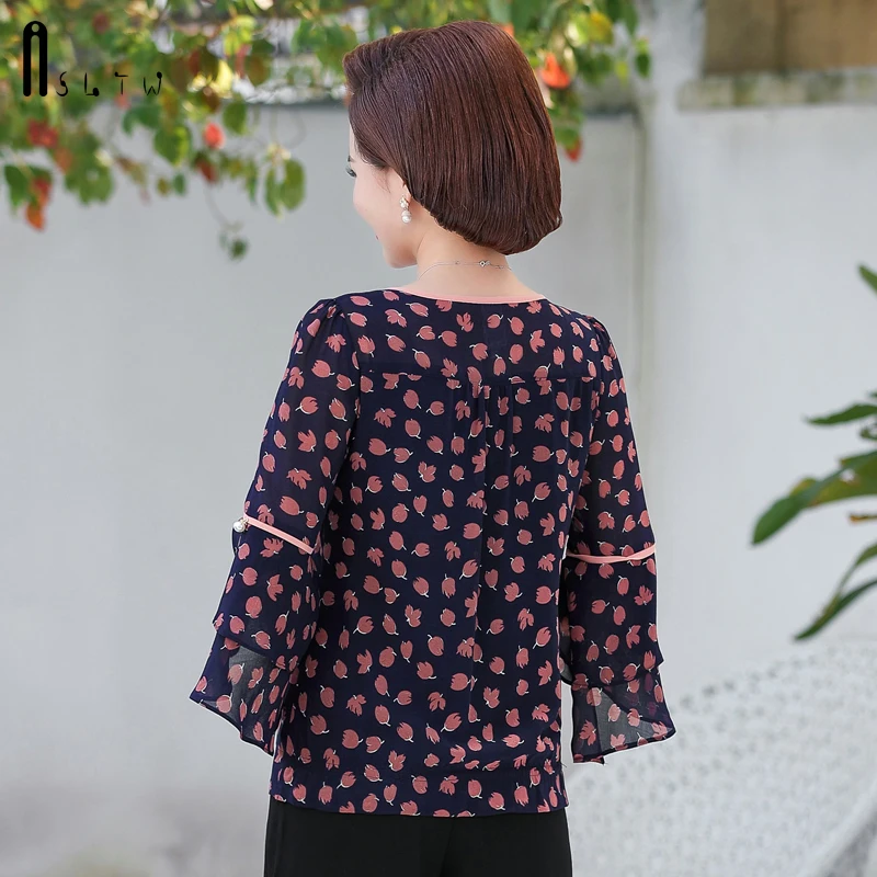 ASLTW тонкая шифоновая блузка Весенняя Свободная Женская рубашка с рукавами