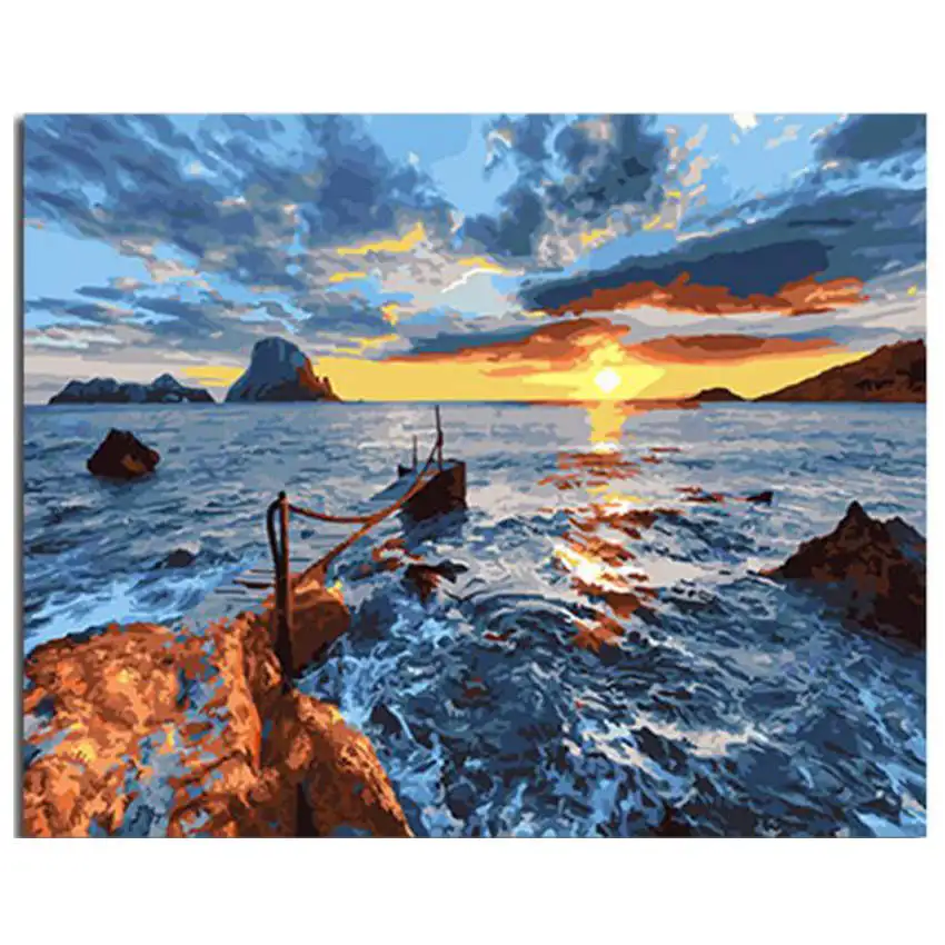 ocean Painting Украшение гостиной, картины по номерам на холсте, мост фейерверков, картины на холсте для гостиной - Цвет: ocean Painting