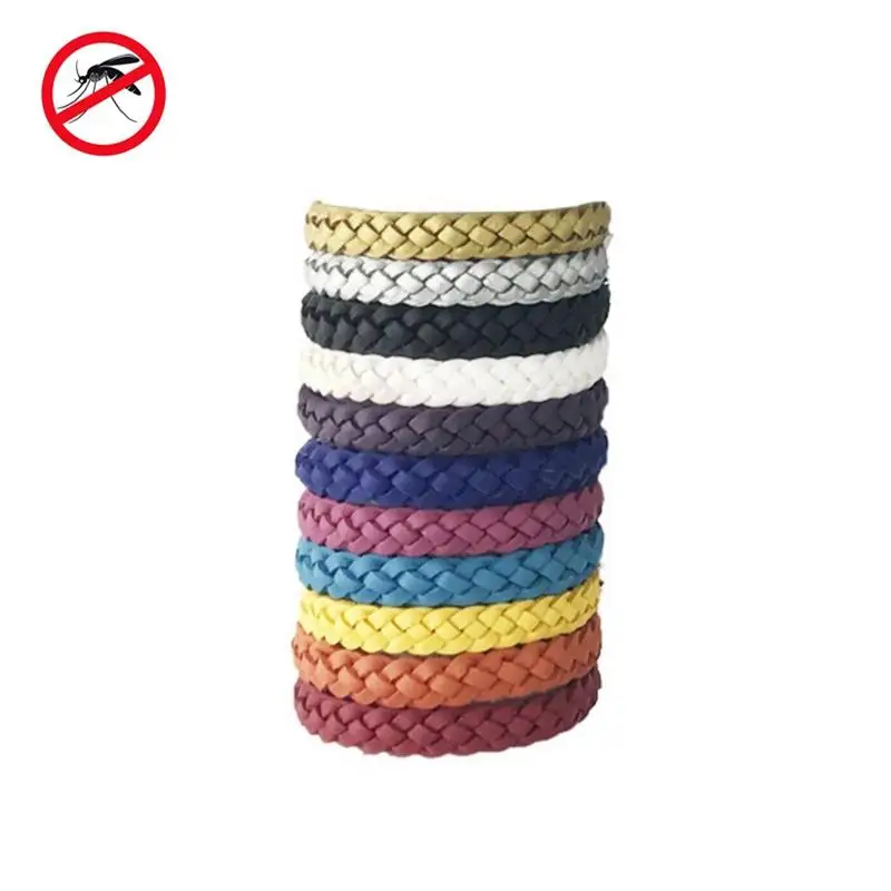 Высокое качество 10 шт кожаный репеллент от комаров плетеный браслет Открытый