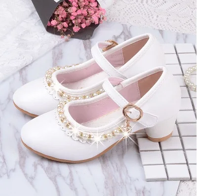 Детские элегантные сандалии принцессы свадебные туфли из искусственной кожи для