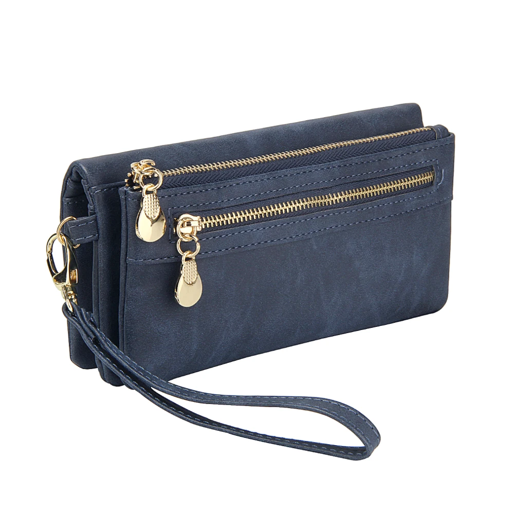 Elegant Wallet for Women with Wristlet Matter Leather Long Wallets Ladies Clutch Purse Multi Credit Card Holder Zipper Phone Bag | Багаж и