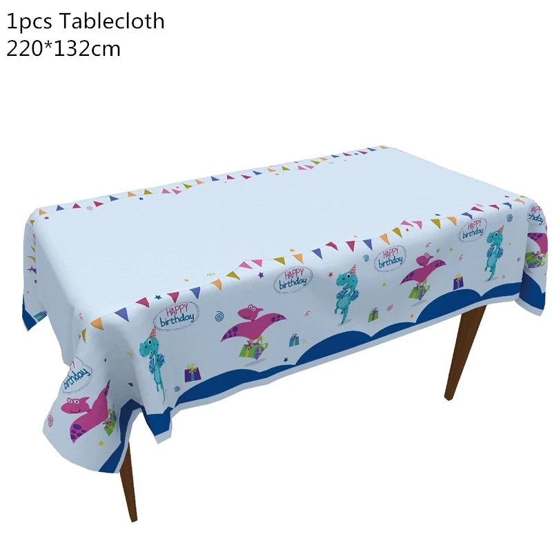 1pcs tablecloth Вечерние одноразовые столовые приборы в виде динозавра, вечерние тарелки в стиле джунглей, Детские вечерние украшения в виде динозавра на день рождения - Цвет: 1pcs tablecloth