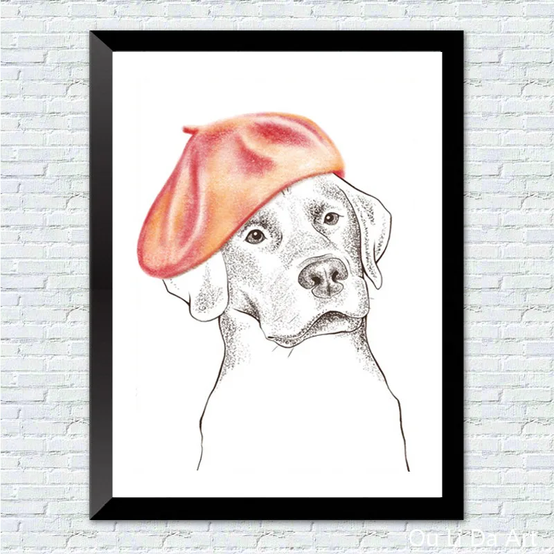 No frame abstract modern cute dog canvas printings oil painting printed on kid room wall art decoration picture | Дом и сад