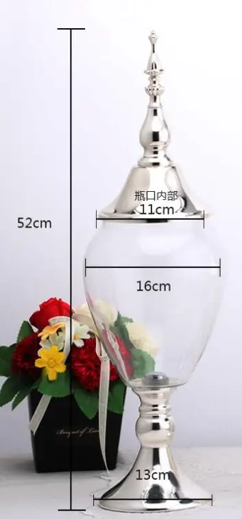 large size Eueope металлический высокий резервуар для хранения Стеклянная банка для конфет для свадебного десертного стола украшения кухонные контейнеры для продуктов домашний декор стола TG02 - Цвет: large size