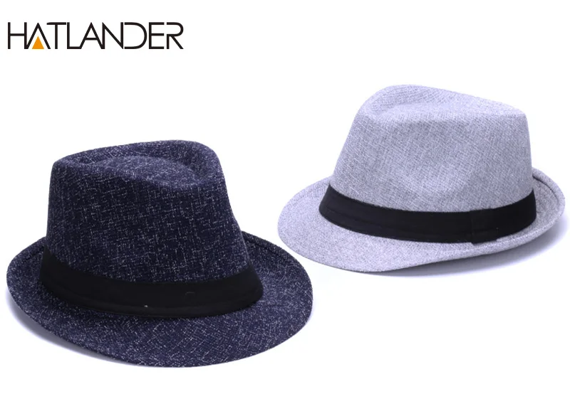 HATLANDER модные льняные fedora головные уборы для мужчин и женщин джазовая кепка Повседневная Солнцезащитная шляпа весна лето осень дорожная шляпа котелок