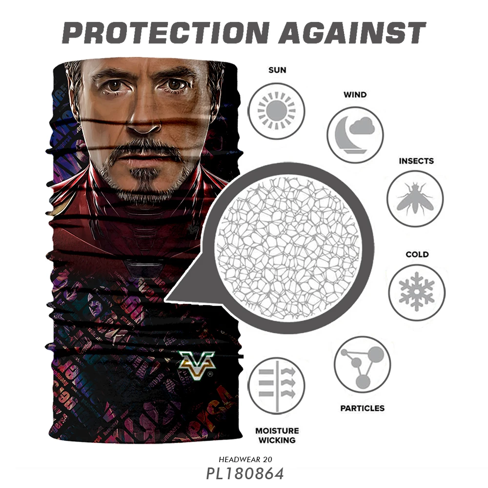 50pcs/lot Motorcycle Face Mask The Avengers 4 Cycling Seamless Bandana Biker UV Headband Thanos Marvel Neck Buffs Hiking Scarves