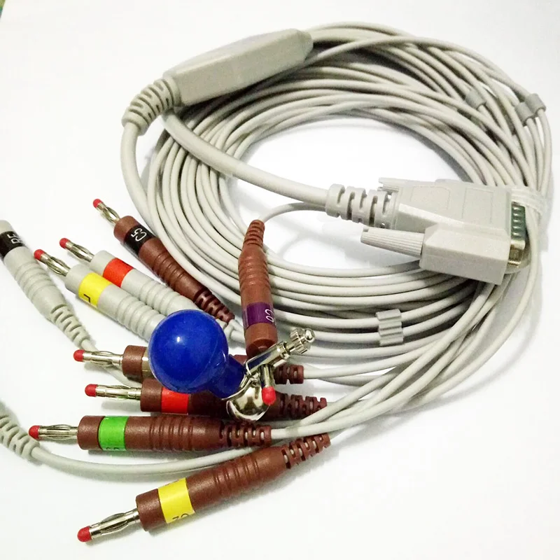 Для Fukuda Cardisuny Alpha 1000 6600A Nihon Kohden Cardiofax кабель для ЭКГ 10 свинцовый ecg и leadwires 4 7 K