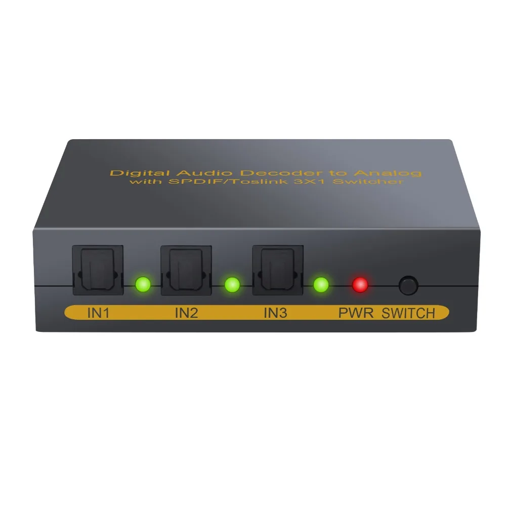 3 портовый оптический SPDIF Toslink на L/R RCA 5 мм стерео аудио с оптическим
