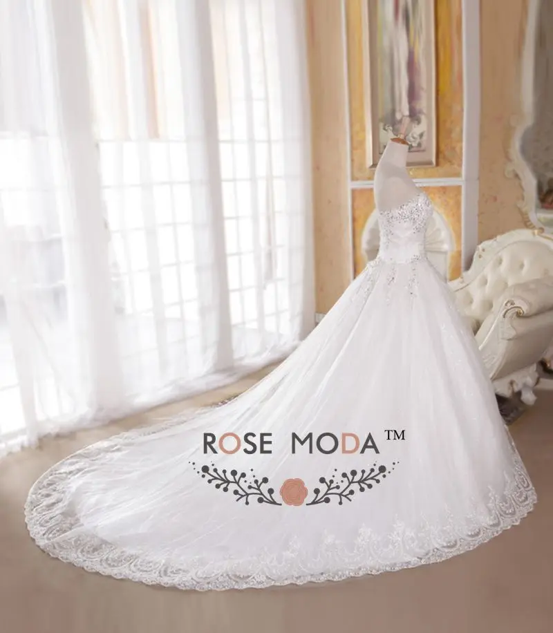 Кружевное Свадебное платье без бретелек с аппликацией ТРАПЕЦИЕВИДНОЕ