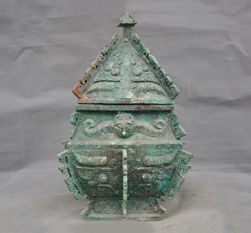 

wedding decoration Shang Dynasty Bronze Ware beast pattern Ancient Wine vessel Crock tank pot jar