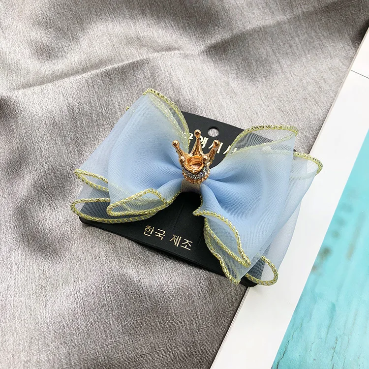 

15pcs ins Fashion Cute Crown Organza Bow Hairpins Glitter Tiaras Bowknot Hair Clips Princess Headwear Boutique Hair Accessories