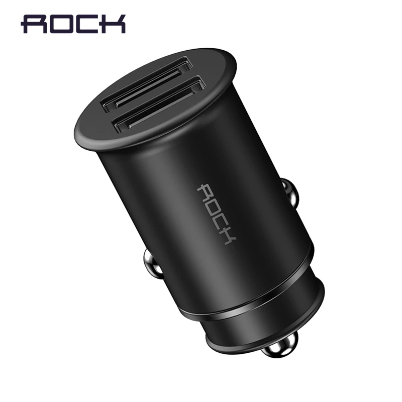 Rock 5V4.8A автомобильное зарядное устройство с двумя USB портами для iPhone Samsung Huawei Xiaomi