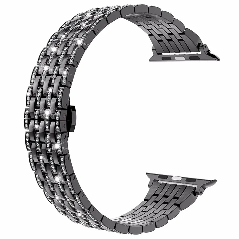Алмазный ремешок для Apple Watch 5, 4, ремешок 44 мм, 40 мм, Aple watch correa, 42 мм, 38 мм, браслет из нержавеющей стали iwatch 5, 4, 3, 2, 1, ремешок для часов