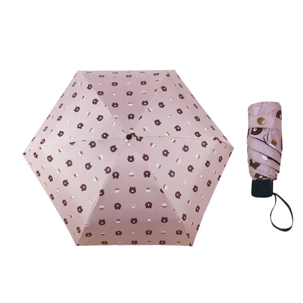 Bear Pattern Pink Портативный практичный зонт-капсула, мини-светильник, маленький карманный складной зонт от дождя и солнца, многофункциональный ветрозащитный зонт - Цвет: Bear Pattern Pink