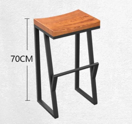70cm high 10% Ретро Барный Стул из кованого железа барный стул из цельного дерева барный стул креативный высокий стул барное кресло для отдыха переднее кофейное кресло - Цвет: 70cm high