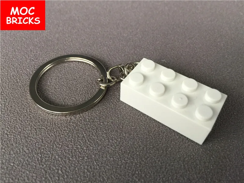 White MOC красочный Кирпич 2X4 Рисунок брелок DIY Развивающие строительные блоки модель экшн Игрушка Дети Лучшие подарки - Цвет: White