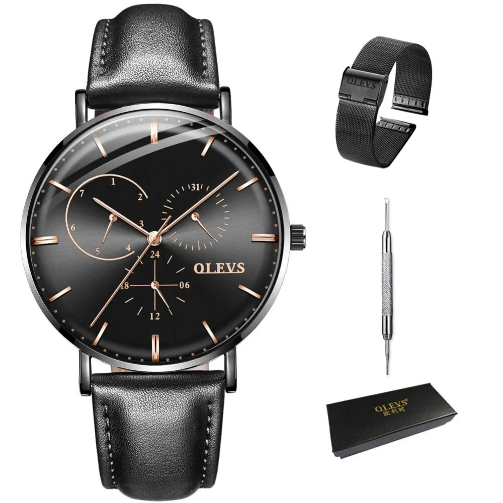 OLEVS relogio masculino часы мужские модные спортивные из нержавеющей стали кожаный