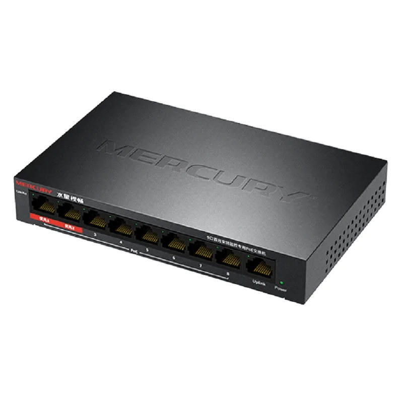 Сетевой коммутатор для камеры 9 портов 8 PoE 65 Вт 100 Мбит/с Plug & Play|Сетевые